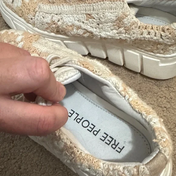Free people women’s Crochet Sneakers - Cream and Tan - Picture 4 of 8